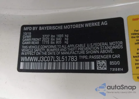 2020 Mini Convertible Cooper from USA, damaged, VIN WMWWJ3C07L3L51783